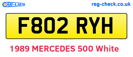 F802RYH are the vehicle registration plates.