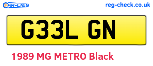 G33LGN are the vehicle registration plates.