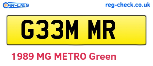 G33MMR are the vehicle registration plates.