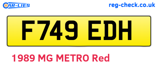 F749EDH are the vehicle registration plates.