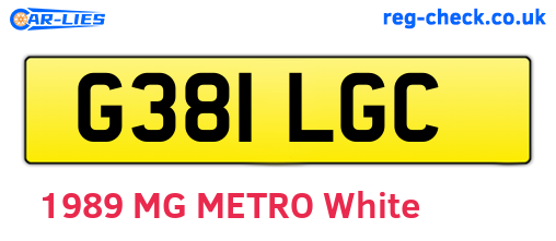 G381LGC are the vehicle registration plates.