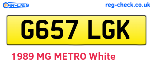 G657LGK are the vehicle registration plates.