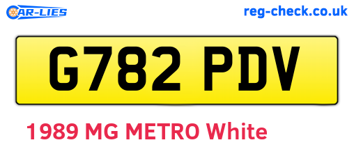 G782PDV are the vehicle registration plates.