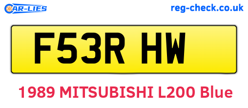 F53RHW are the vehicle registration plates.