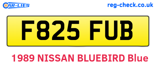 F825FUB are the vehicle registration plates.
