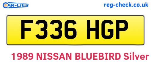 F336HGP are the vehicle registration plates.