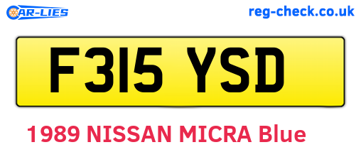 F315YSD are the vehicle registration plates.