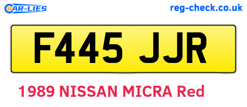 F445JJR are the vehicle registration plates.