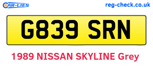 G839SRN are the vehicle registration plates.