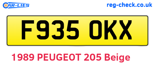 F935OKX are the vehicle registration plates.