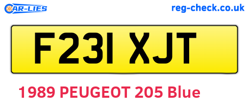 F231XJT are the vehicle registration plates.