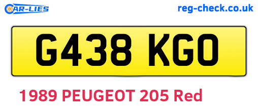 G438KGO are the vehicle registration plates.