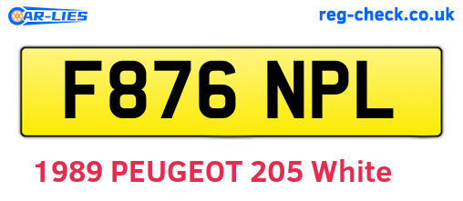 F876NPL are the vehicle registration plates.