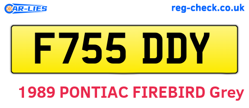 F755DDY are the vehicle registration plates.