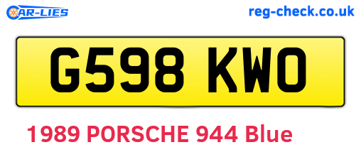 G598KWO are the vehicle registration plates.