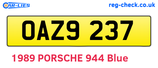 OAZ9237 are the vehicle registration plates.