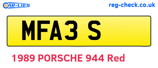 MFA3S are the vehicle registration plates.
