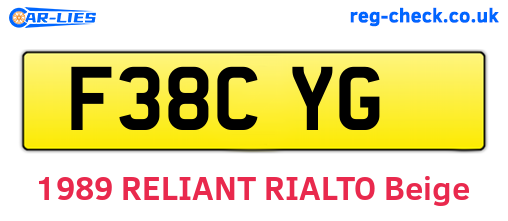 F38CYG are the vehicle registration plates.