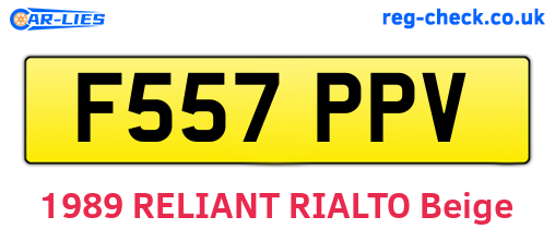 F557PPV are the vehicle registration plates.