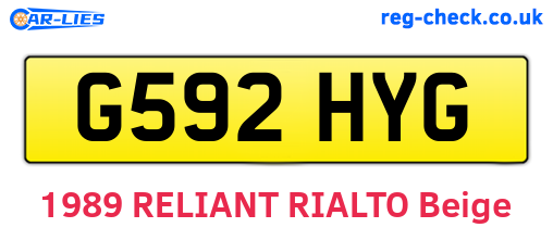 G592HYG are the vehicle registration plates.