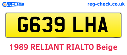 G639LHA are the vehicle registration plates.