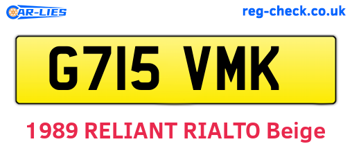 G715VMK are the vehicle registration plates.