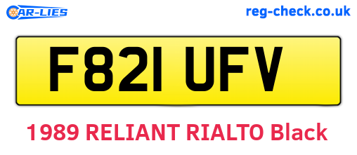 F821UFV are the vehicle registration plates.