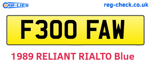 F300FAW are the vehicle registration plates.