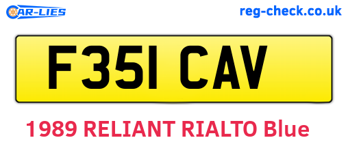 F351CAV are the vehicle registration plates.