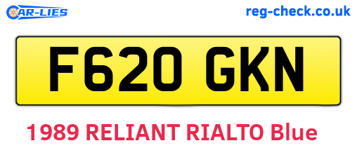 F620GKN are the vehicle registration plates.