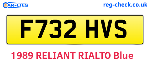 F732HVS are the vehicle registration plates.
