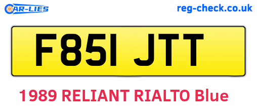 F851JTT are the vehicle registration plates.