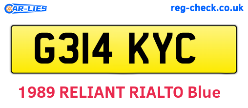 G314KYC are the vehicle registration plates.