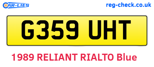 G359UHT are the vehicle registration plates.