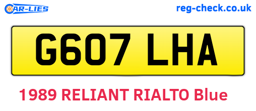 G607LHA are the vehicle registration plates.