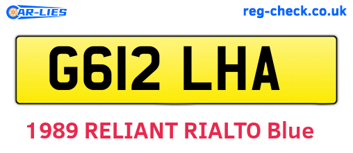 G612LHA are the vehicle registration plates.