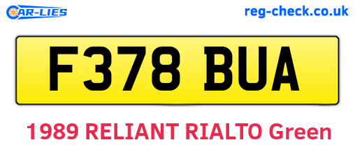 F378BUA are the vehicle registration plates.