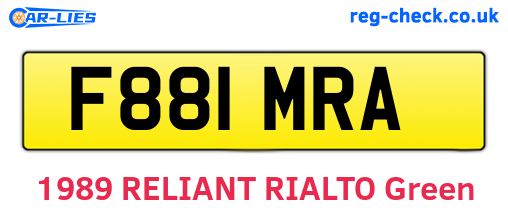 F881MRA are the vehicle registration plates.