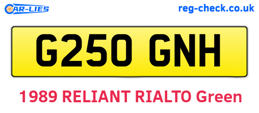 G250GNH are the vehicle registration plates.