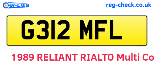 G312MFL are the vehicle registration plates.