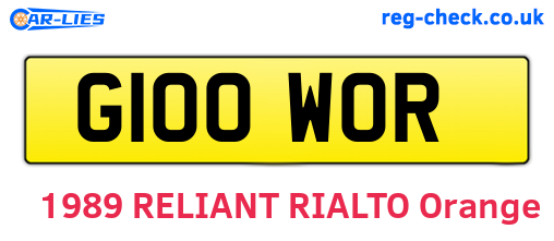 G100WOR are the vehicle registration plates.