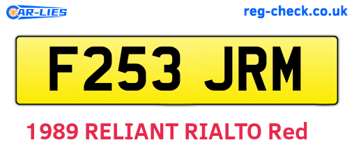 F253JRM are the vehicle registration plates.