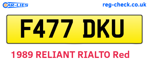 F477DKU are the vehicle registration plates.