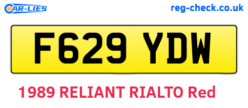 F629YDW are the vehicle registration plates.