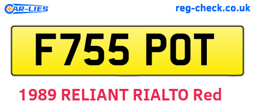 F755POT are the vehicle registration plates.