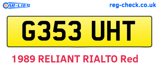 G353UHT are the vehicle registration plates.