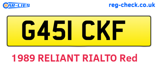 G451CKF are the vehicle registration plates.