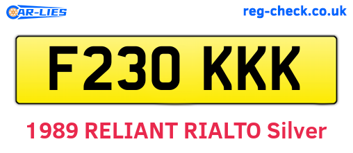 F230KKK are the vehicle registration plates.