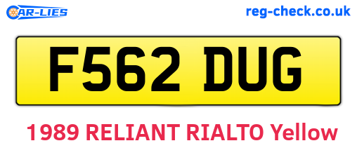 F562DUG are the vehicle registration plates.