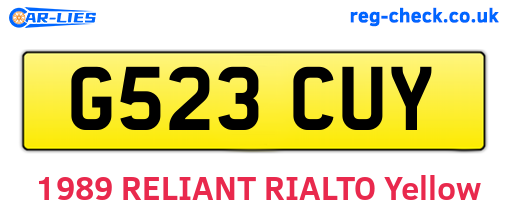 G523CUY are the vehicle registration plates.